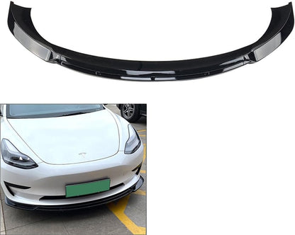 ya 2 8.15 Front Bumper Lip Chin Spoiler Splitter Glossy Black Fit for Tesla for Model 3 2017-2021