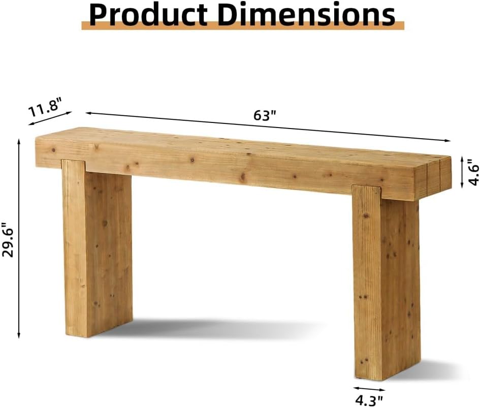 ya 28 10.13 baidi 63 Natural Solid Wood Console Table ¨C Rustic Farmhouse Sofa Table for Entr