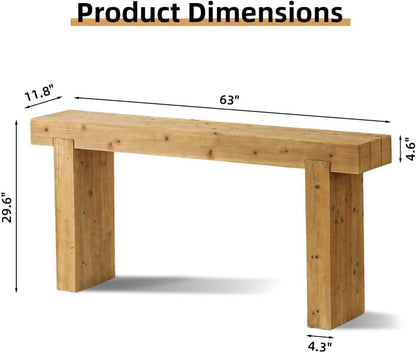 ya 28 10.13 baidi 63 Natural Solid Wood Console Table ¨C Rustic Farmhouse Sofa Table for Entr