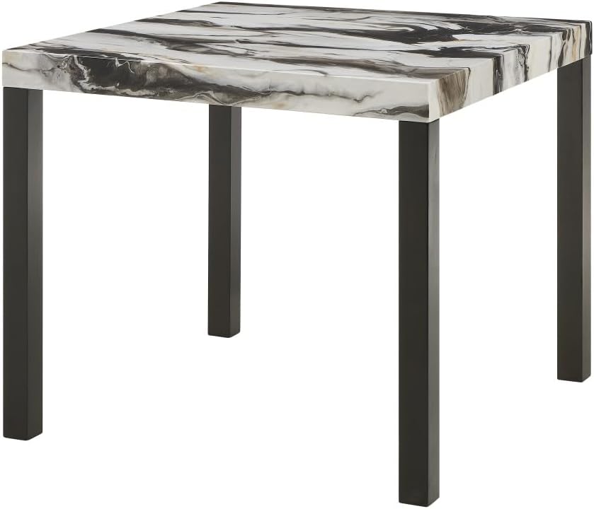 ya 28 10.13 baidi Dining Set 5pc - 1 Faux Marble Square Table,Upholstered For Dining Room