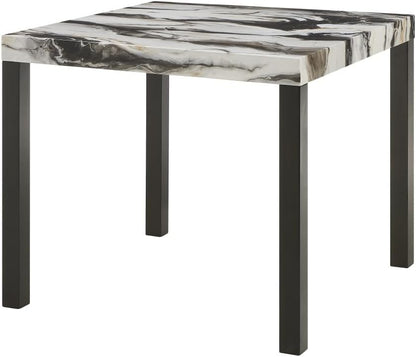 ya 28 10.13 baidi Dining Set 5pc - 1 Faux Marble Square Table,Upholstered For Dining Room
