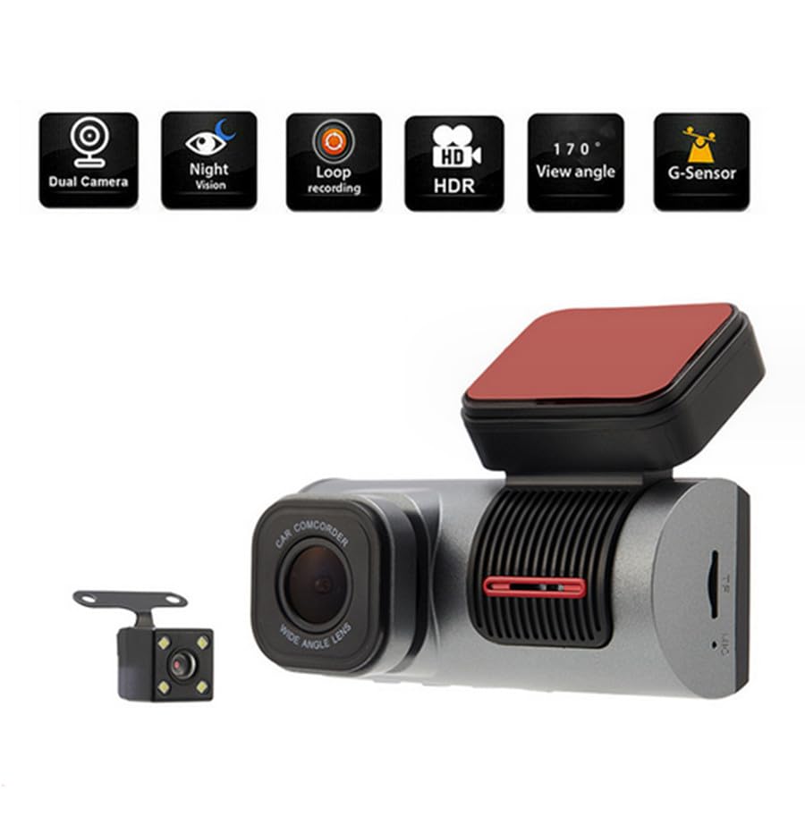 ya 6 8.14 Car DVR Dual Len Dash Cam Camera Front Rear Video Recorder Night Vision G-Sensor