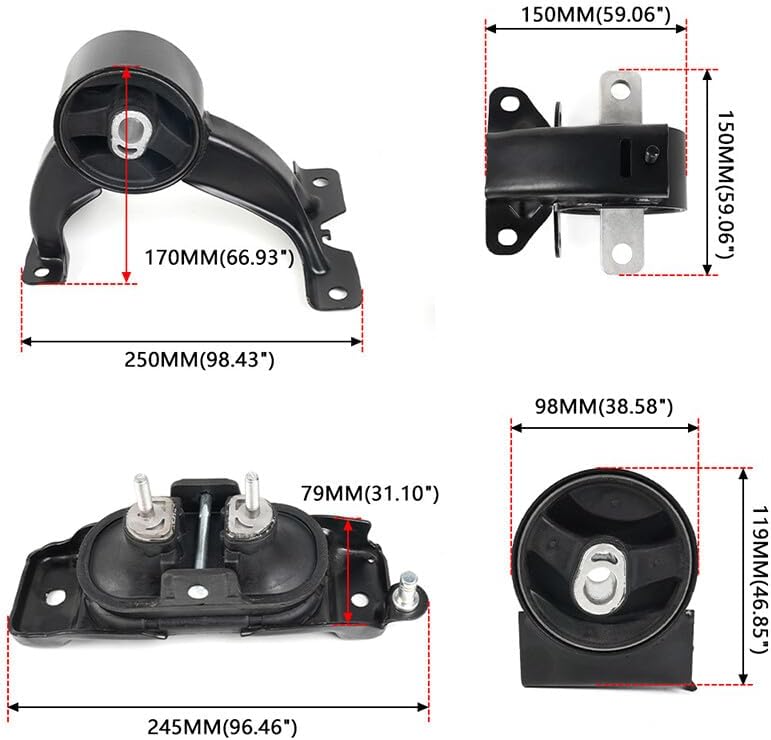 ya 2 8.15 4Pcs Engine Motor Trans Mounts Set for 2011-2016 for Chrysler Town & Country for Ram C/V