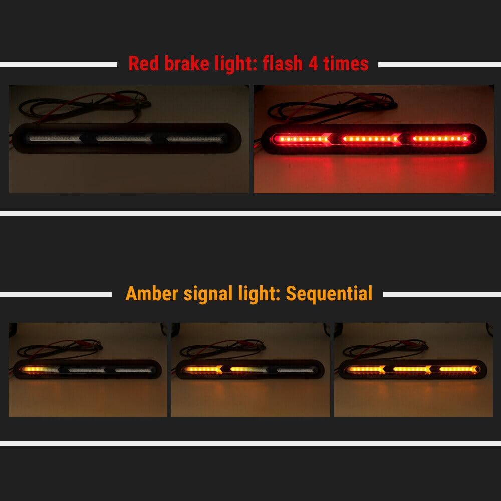 ya 2 8.15 Automatic Rear Window LED Light Strip Brake Flow Turn Signal Tail Light Strip 12V