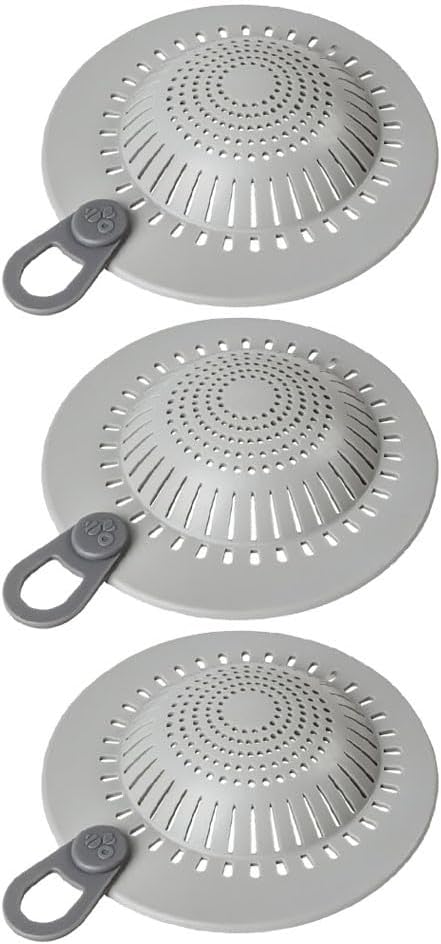 ya 14 9.20 baidi Shower Drain Strainer Silicone 3 PCS Double Filtration Anti Slip Design-1