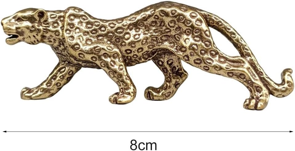 ya 26 10.21 baidi Elegant Brass Leopard Statue Vinta Style Ornament Attracts Positive Energy