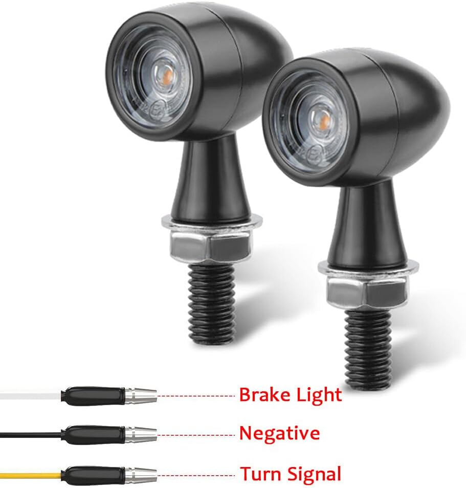 ya 10 9.16 zhengce 2x Motorcycle E24 Tinted LED Handlebar Ends for Mini Red Indicator for Chop