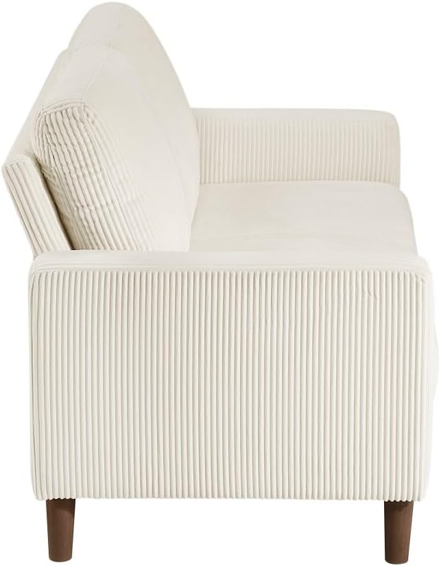 ya 28 10.13 baidi 1pc Solid Wood Modern Contemporary Loveseat - Beige Corduroy Upholstered,Be