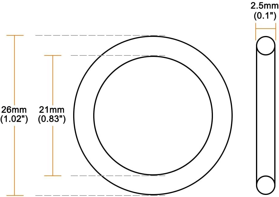 ya 4 8.8.2 O-Rings Nitrile Rubber 21mmx26mmx2.5mm Seal Rings Sealing Gasket 4pc