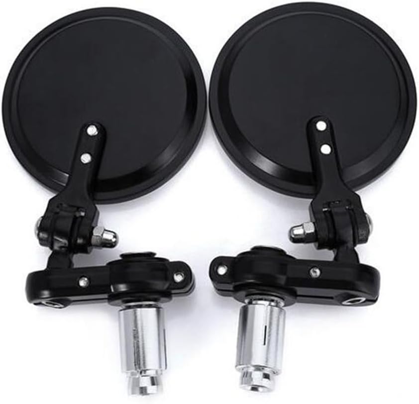 ya 2 8.15 3 Round Black 7/8 Folding Handle Bar End Side Mirror Cafe Racer Bobber Custom