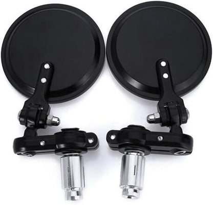 ya 2 8.15 3 Round Black 7/8 Folding Handle Bar End Side Mirror Cafe Racer Bobber Custom