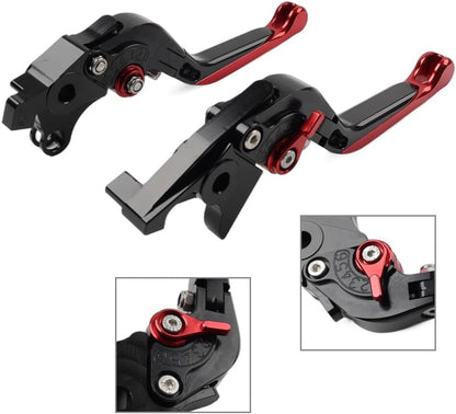 ya 5 8.10 for Suzuki Hayabusa GSXR1300 08-2015 Black/Red CNC Foldable Brake Clutch Levers