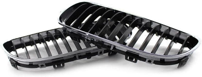 ya 4 8.14 Pair Chrome Black 09-11 Fit for BMW E90 E91 LCI 328i 335i Front Kidney Grille