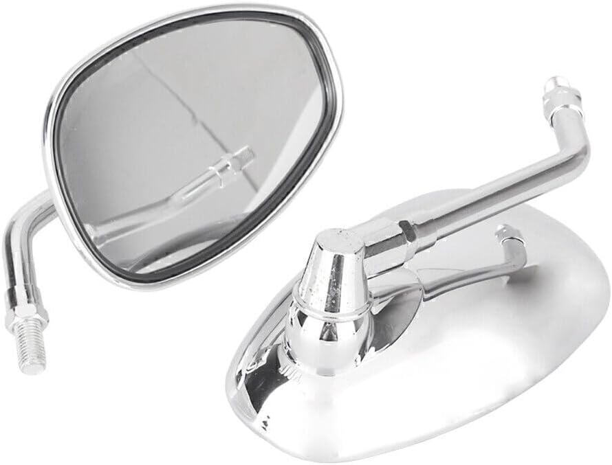 ya 2 8.15 2x 10mm Chrome Thread Universal Rear View Mirrors Oval Side Mirrors