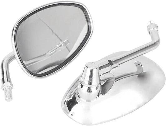 ya 2 8.15 2x 10mm Chrome Thread Universal Rear View Mirrors Oval Side Mirrors
