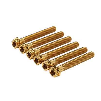 ya 9 10.24 6pcs Bolts Torx Head Flange Screws M10x50mm Gold for Motorcycle Bike