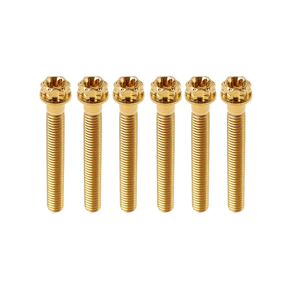 ya 6 8.14 6pcs Bolts Torx Head Flange Screws M8x55mm Gold for Motorcycle Bike