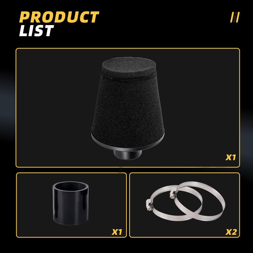 ya 13 9.15 baidi 3 76mm High Flow Inlet Foam Air Filter Cleaner Cold Air Intake Cone Replacement