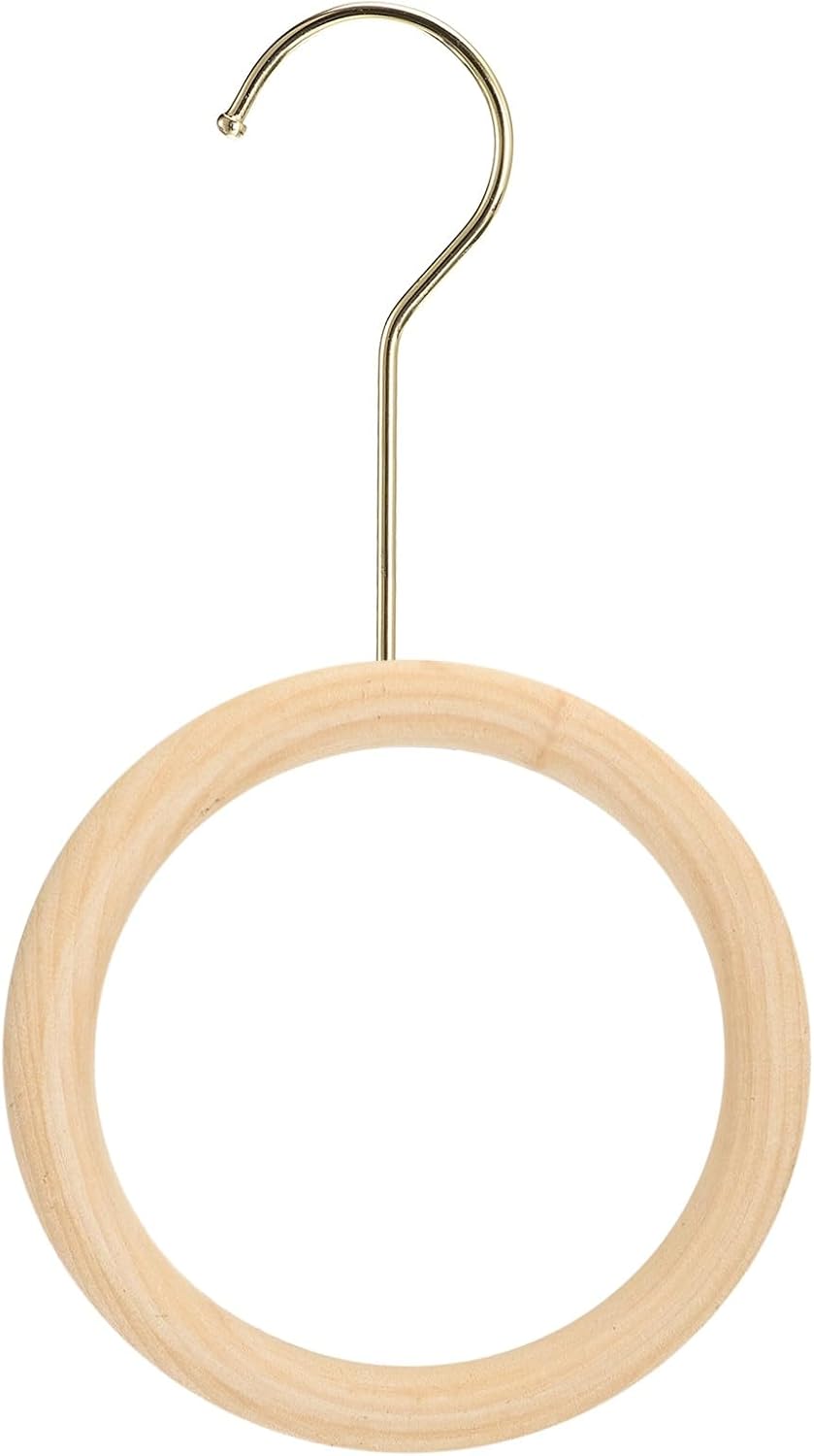 ya 26 10.21 baidi 4.7 Inch Scarf Ring Hanger Wooden Circle Scarf Holder, 15cm Length Hook Gold