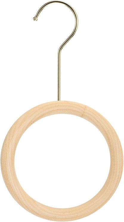 ya 26 10.21 baidi 4.7 Inch Scarf Ring Hanger Wooden Circle Scarf Holder, 15cm Length Hook Gold