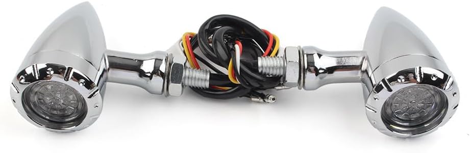 ya 4 8.8.2 For Harley Silver Motorcycle LED Red/Amber Brake Blinker Turn Signal Tail Light