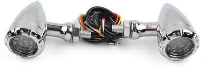 ya 4 8.8.2 For Harley Silver Motorcycle LED Red/Amber Brake Blinker Turn Signal Tail Light