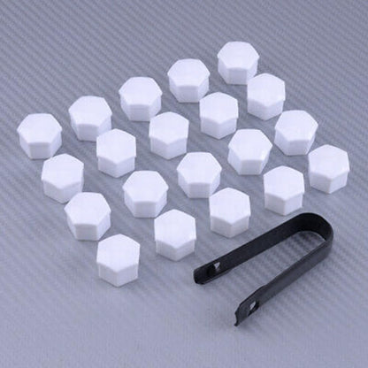 ya 13 9.15 baidi 20pcs Car 17mm White Wheel Lug Nut Bolt Cover Cap with Removal Tool Kit Set New
