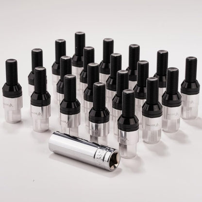 ya 10 9.16 baidi 20x M12x1.25 Wheel cam Bolts 28mm Shank Tapered for SEAT Studs Suitable for Most aftermarket Silver-