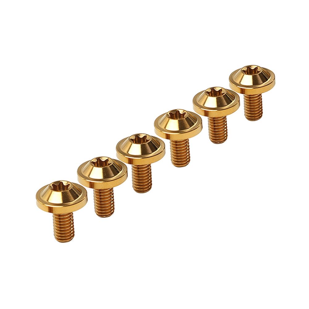 ya 6 8.14 6pc Alloy Bolts Truss Torx Head Screws M6x20mm for Bike Motorcycle Gold
