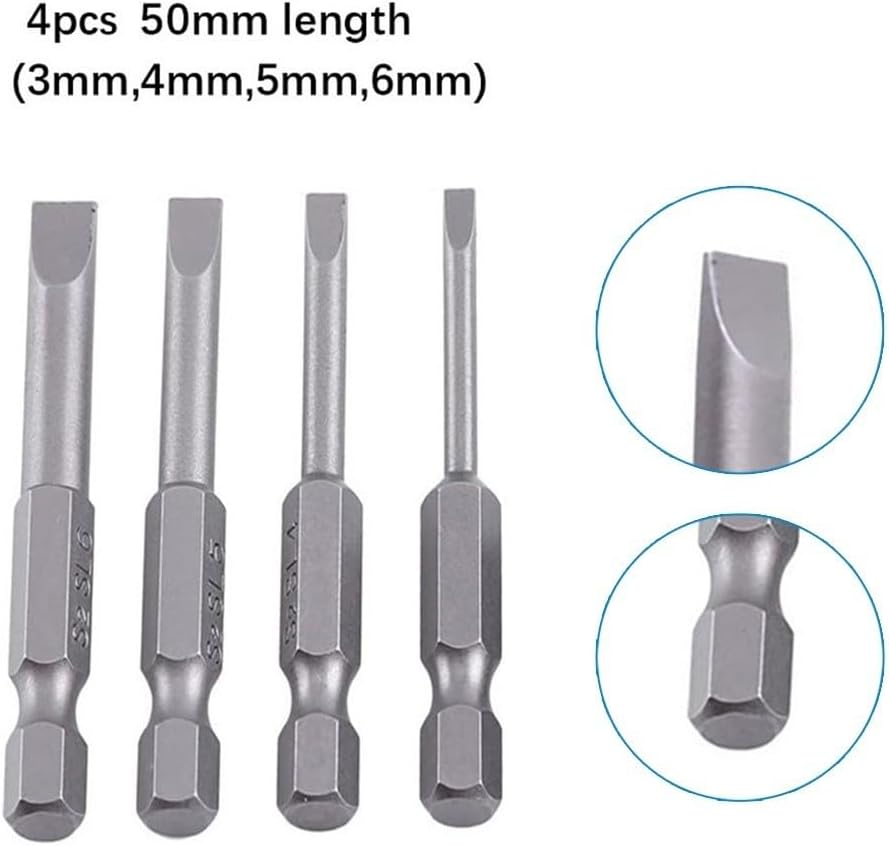 ya 26 10.21 baidi 4Pcs 50mm Slotted Screwdriver Bit m-6mm Magnetic Flat Head 1/4in Hex Shank