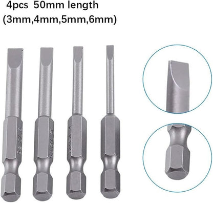 ya 26 10.21 baidi 4Pcs 50mm Slotted Screwdriver Bit m-6mm Magnetic Flat Head 1/4in Hex Shank