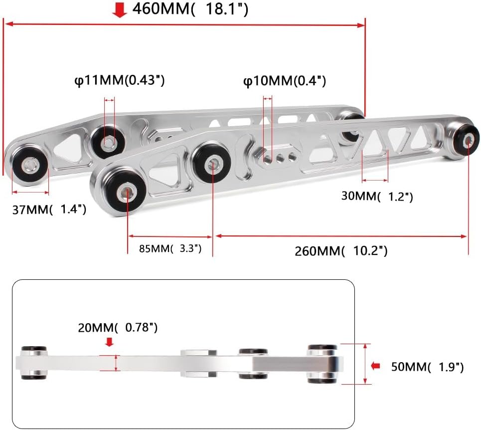 ya 13 9.15 baidi 6pcs Silver Lower Control Arm + Front & Rear Camber Kit for Honda for Civic 96-00 EK
