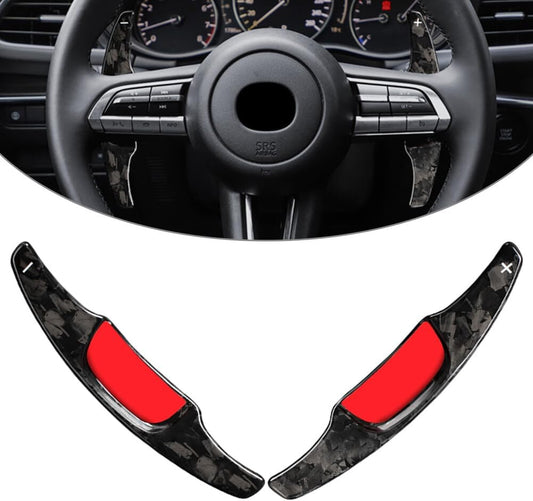 ya 4 8.8.2 Carbon Fiber Steering Wheel Paddle Shifter Extension Fit for Mazda 3 2020-2021 Pair