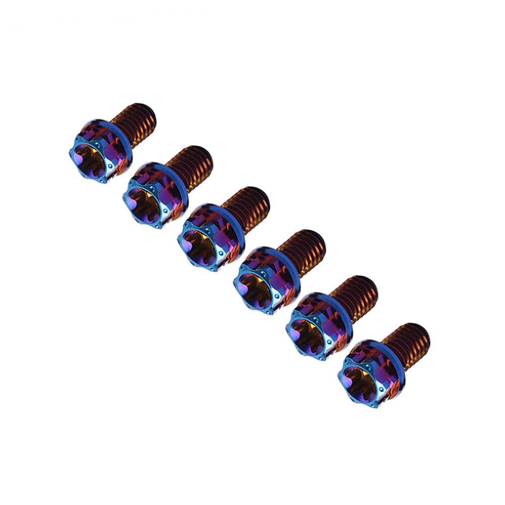 ya 6 8.14 6pcs Bolt Torx Head Flange Screw M10x20mm Burn Blue for Motorcycle Bike