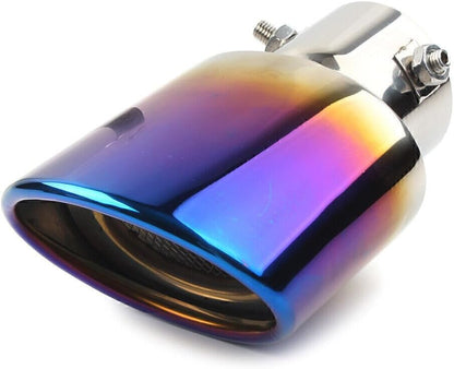 ya 6 8.14 Car Blue Stainless Steel Rear Pipe Tail Muffler Tailpipe Tip Universal