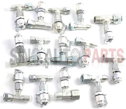ya 10 9.16 baidi 14PCS Tee Fittings Connector Set for Hydraulic Pressure Gauge Test Kit USA