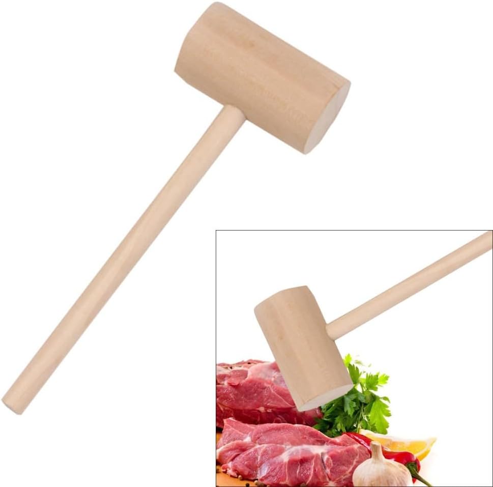 ya 14 9.20 baidi 4Pcs Meat Tenderizer Wooden Pounder Double Sided Tool for Pounding and-2