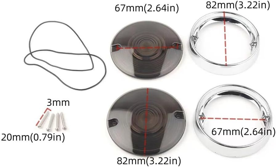 ya 2 8.15 Flat turn signal light lens 3 1/4 inch cover f for Ram e sunshade ring suitable for Harley 1986+