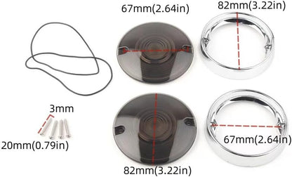 ya 2 8.15 Flat turn signal light lens 3 1/4 inch cover f for Ram e sunshade ring suitable for Harley 1986+