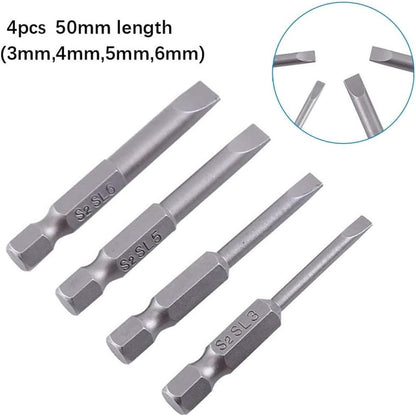 ya 26 10.21 baidi 4Pcs 50mm Slotted Screwdriver Bit m-6mm Magnetic Flat Head 1/4in Hex Shank