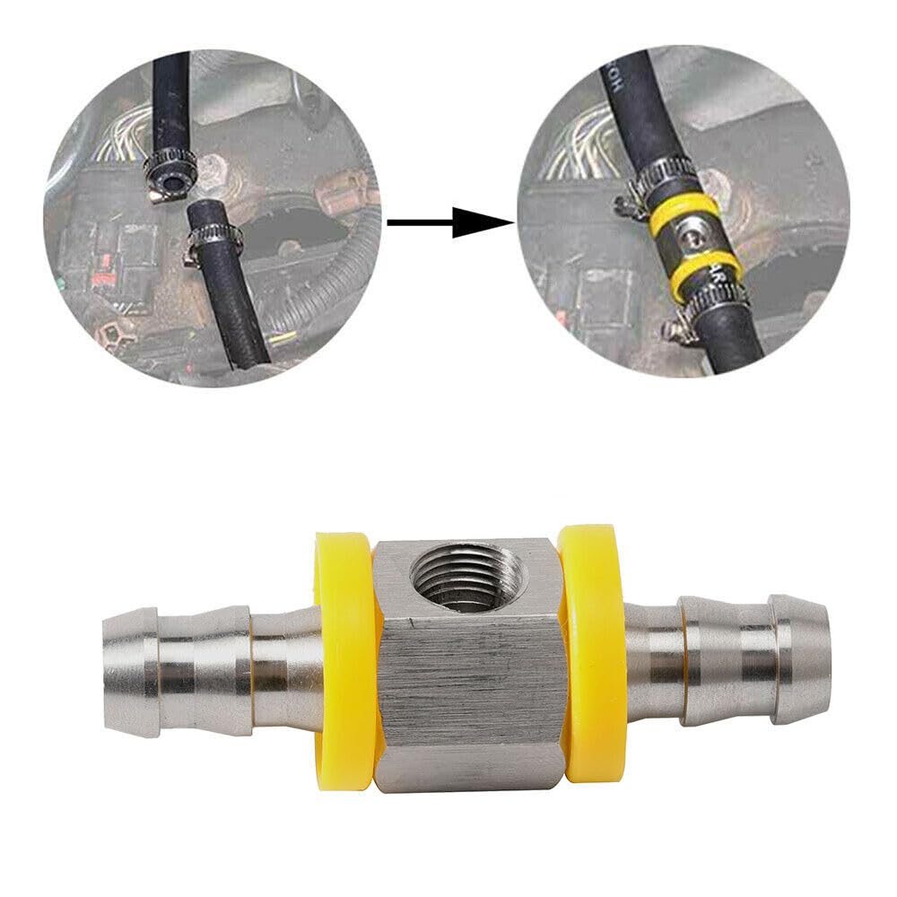 ya 2 8.15 1/2'' Fuel Line Fuel Pressure Gauge Sensor T-Fitting Adapter Stainless Steel