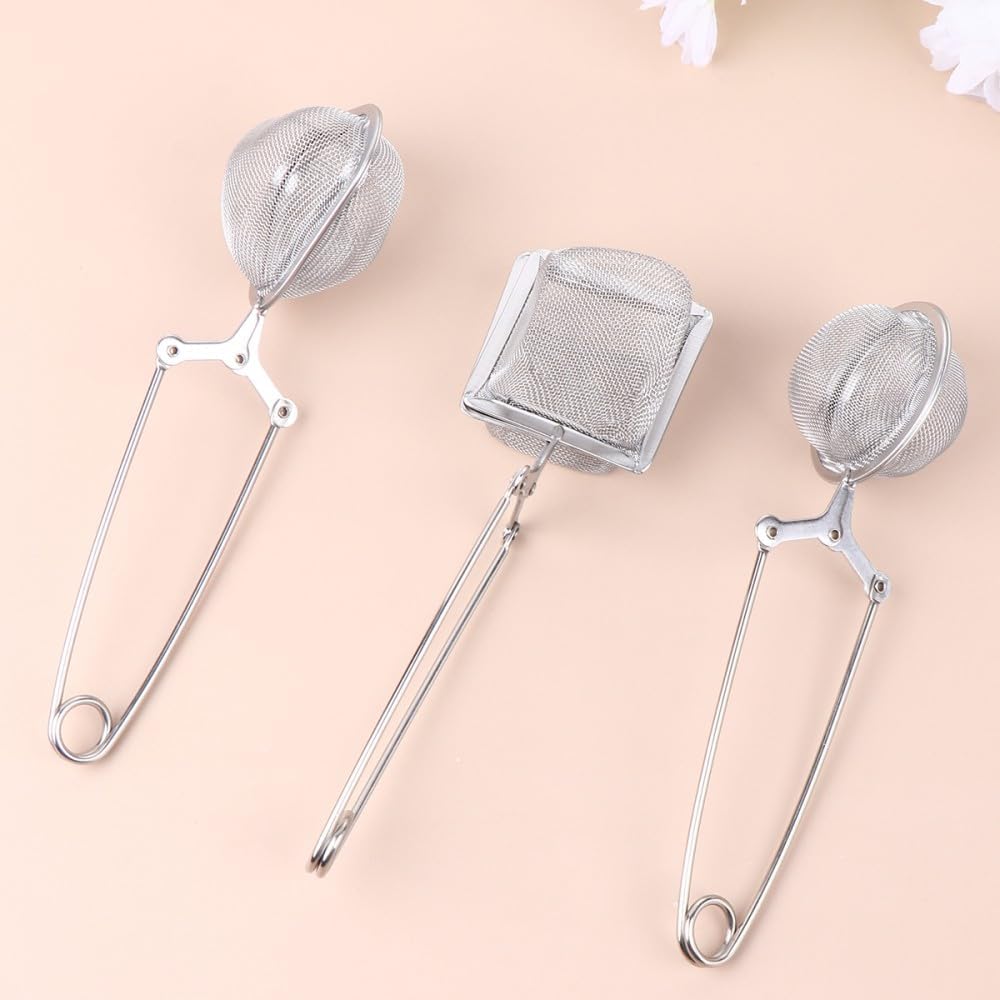 ya 14 9.20 baidi 3pcs Stainless Steel Square Net Heart Shape Net Ball Net Mesh Tea Filter Long-1