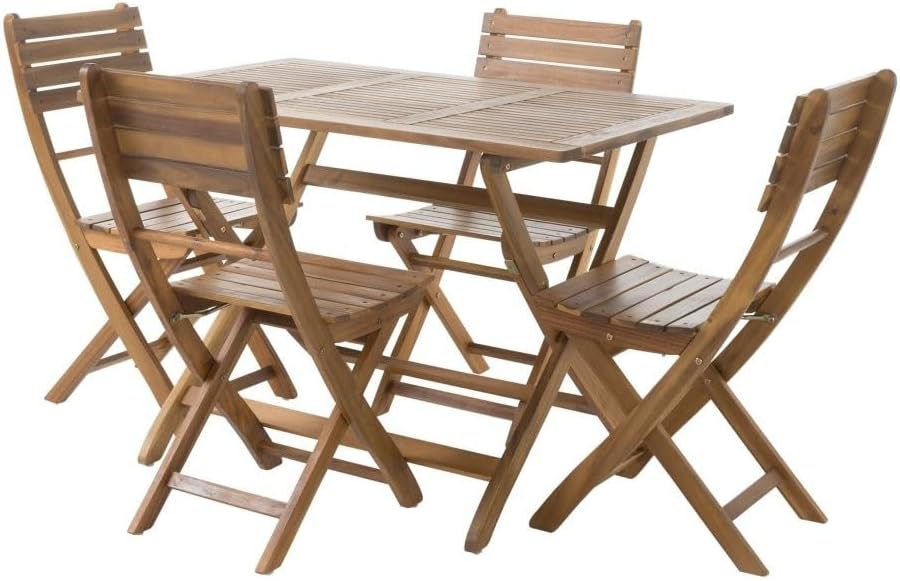 ya 28 10.13 baidi 5-Piece Natural Wood Patio Dining Set