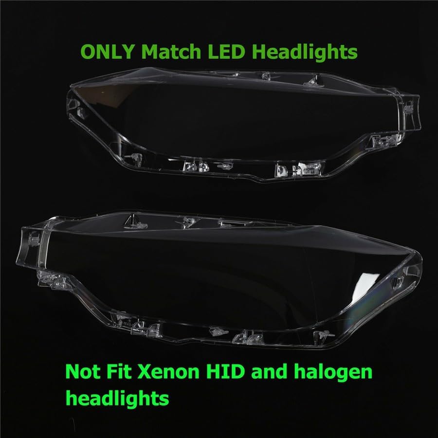 ya 9 10.24 Pair Car Headlight Headlamp Lens Cover Fits for BMW F30 F31 3 Series 2016-18