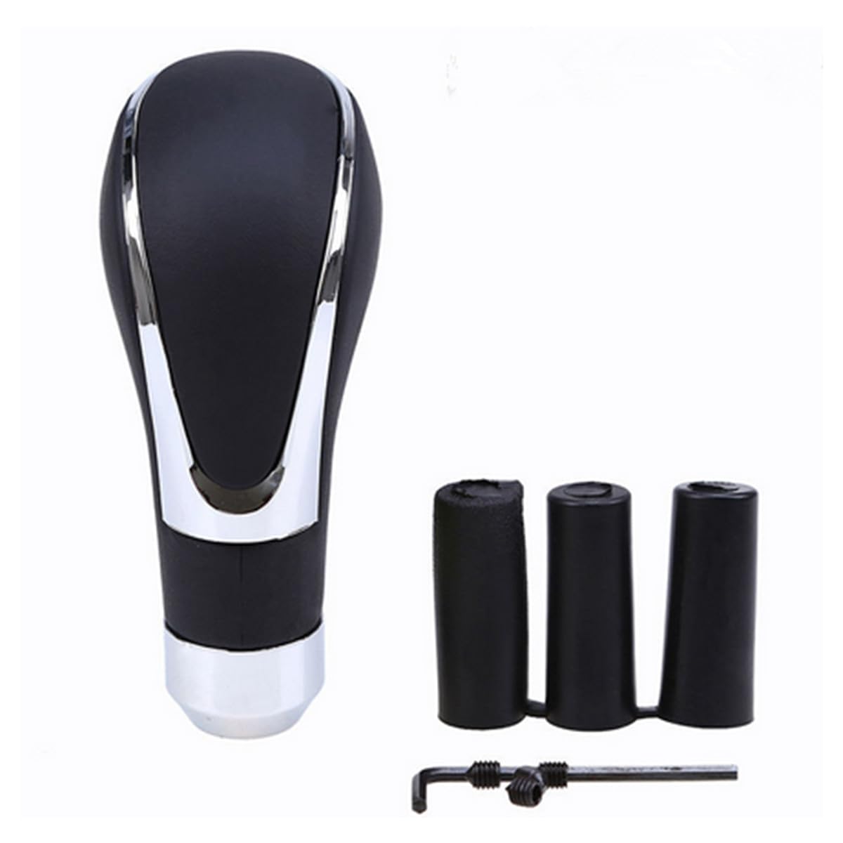 ya 6 8.14 Accessory Black Leather Automatic Manual Car Gear Shift Knob Shifter Lever Kit