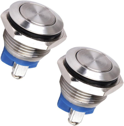 ya 13 9.15 baidi 16mm Flat Head Momentary Push Button Switch 2Pcs for Boat Car Doorbell