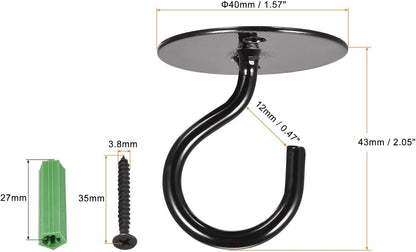 ya 26 10.21 baidi Ceiling Hooks Wall Mounted 40x4 m Iron for Hanging Plants Black 4Pcs
