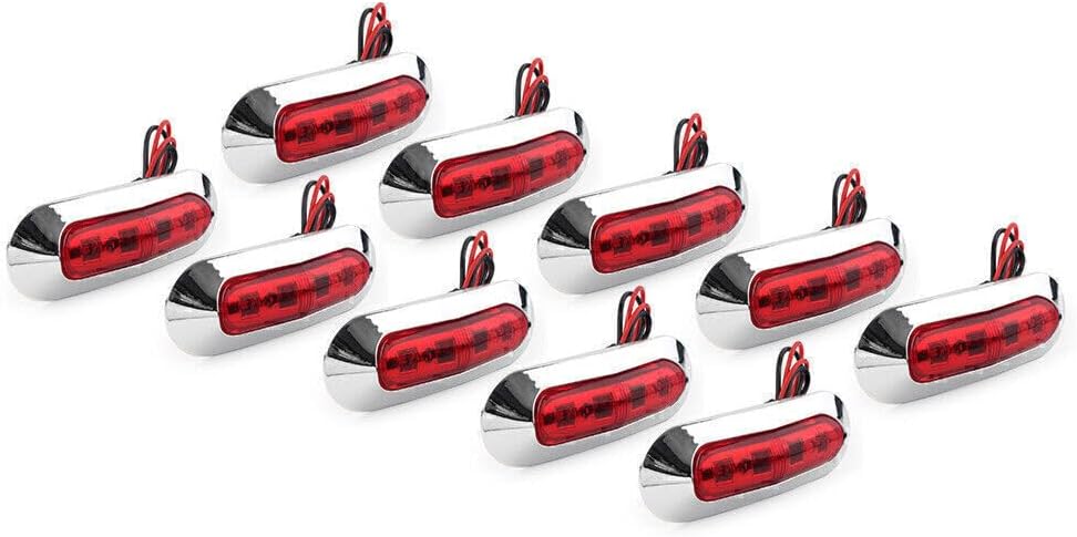ya 4 8.8 10pcs LED Side Clearance Marker Red Light For Car Truck Trailer Pickup 12V 24V