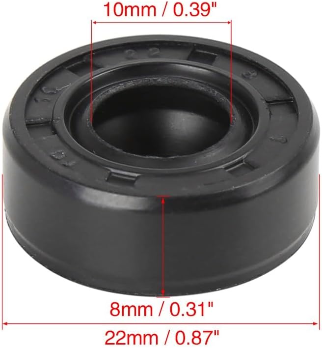 ya 4 8.8.2 10mm x 22mm x 8mm Black Rubber Cover Double Lip TC Oil Shaft Seal
