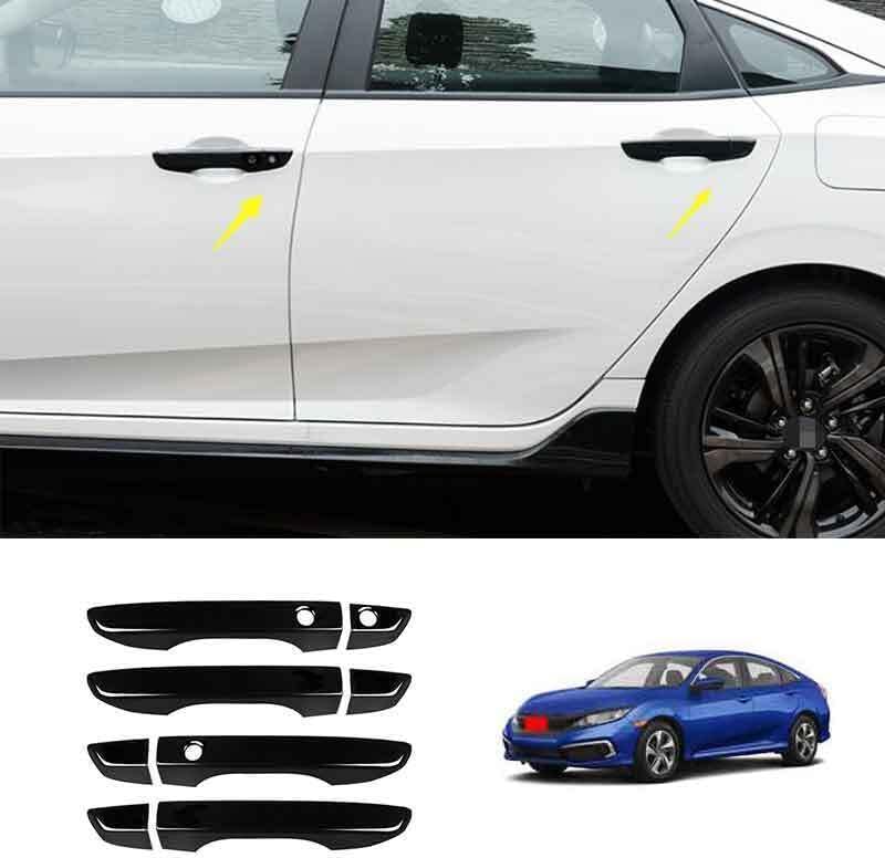 ya 2 8.15 for Honda Civic 2016-2021 Gloss Black with for Smart Hole Exterior Door Handle Cover Trim 